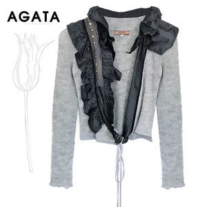 Agata Embellished Ruffle Cropped Wrap Mohair Blend Sweater